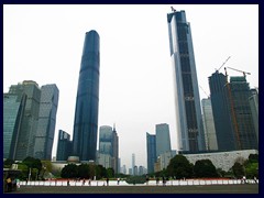 The skyline of Zhujiang New Town with Chow Tai Fook Centre (530m, 111 floors, u/c, 2016) and IFC (438m, 103 floors, 2010 ) the two tallest skyscrapers of Guangzhou.